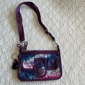 Kipling EUC small pocketbook, purple, monkey, many pockets.